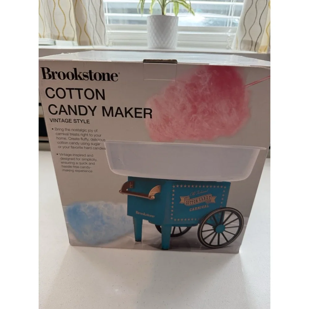 Brookstone Cotton Candy Machine Vintage Style Old Fashion Carnival Design Blue